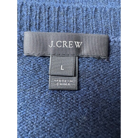 J.Crew 100% Wool Sweater Women’s Large Blue Rhinestone Embellished Preppy - Picture 2 of 12